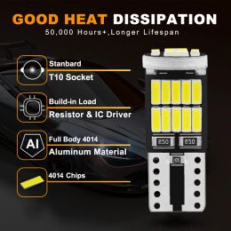 2/10 stcs LED T10 W5W 194 501 LED CANBUS NO FOUTE CAR Interior Light T10 26 SMD 4014 Chip Pure White Instrument Lights Bulb Lamp