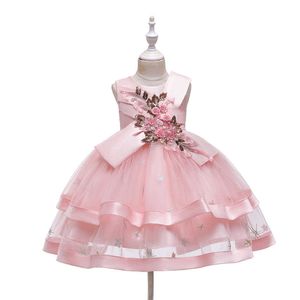 2-10Y prinses peuter baby meisjes jurk kant bloemen mouwloze knielengte tutu solide sundress q0716
