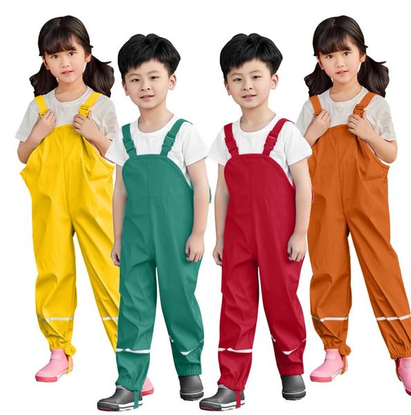 2 ~ 11 ans enfants garçons filles pluie ensemble imperméable enfant en bas âge pantalon de pluie en plein air Sport combinaison vêtements avec doublure enfant salopette