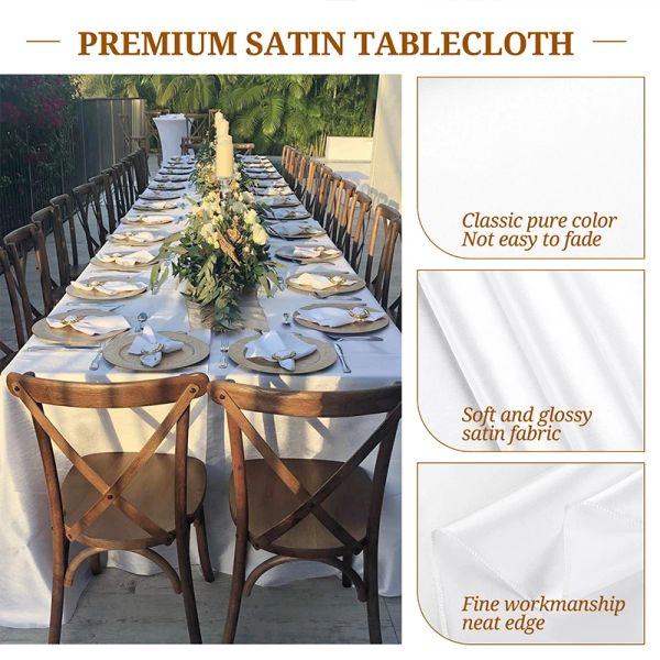 2-12 Pack Couche de satin Rectangle de table Rectangle de superposition Couverture de table de mariage pour douche nuptiale Party Dining Table Decor