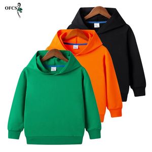 2-12 jaar Kinderhoodies Meisjes Jongenskleding Lente Grote maten Effen Tops Sweatshirts Westerse stijl Katoen met capuchon 240108