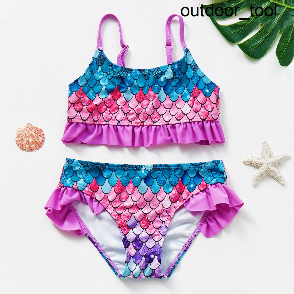 Maillot De Bain 2 Pièces Fille Arshiner - Bikini à Volants - Bretelles Réglables - 5-13 Ans