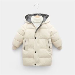 2-12Y Russian Kids Children's Down Bovenkleding Winter Kleding Tiener Jongens Meisjes Katoen Gevoerd Parka Jassen Dikker Warme Lange Jassen 211203