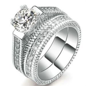 2 ensembles de luxe populaires de 15 ct de diamants de haute qualité incrustés d'une bague en or blanc 14 carats 175f