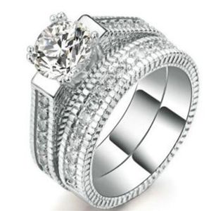 2 ensembles de luxe populaires de 15 ct de diamants de haute qualité incrustés d'une bague en or blanc 14 carats 267A