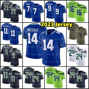 14 DK Metcalf Geno Smith Jaxon Smith-Njigba Camiseta de fútbol Devon Witherspoon Tyler Lockett Tariq Lana Kenneth Walker III Marshawn Lynch Bobby Wagner Sam Howell