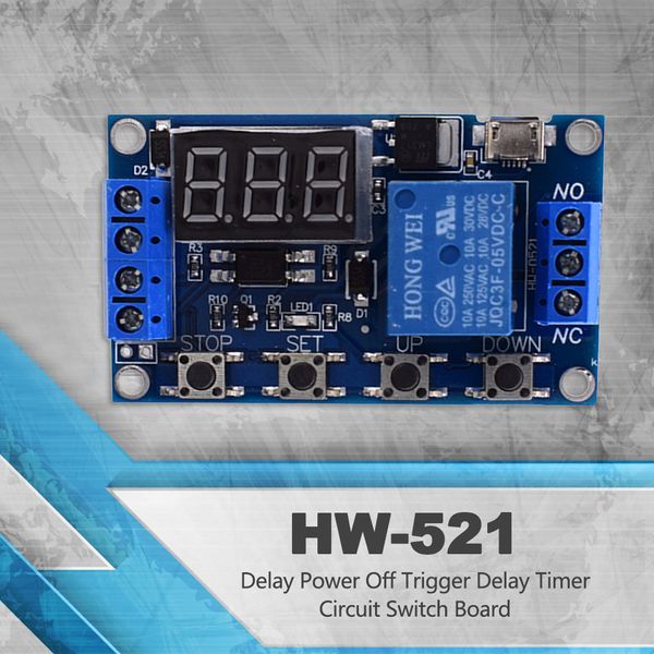 Módulo de relé de 2-1pc 6-30V HW-521 Interruptor de 1 vía Tiempo de activación Retraso Circuito Ciclo Ciclo Circuito Módulo de control de sincronización