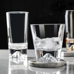 2/1 stcs 3d Japanse Mount Fuji Wine Glass Crystal Snow Mountain Xo Whisky Rock Glass Fujiyama Snowberg Juice Milk Beer Water Cups