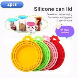 2/1PCS Silicone en conserve Coud Scelled Feeders Couverture alimentaire peut couvercle pour chiot chien de stockage de chat haut de bac à couvercle réutilisable