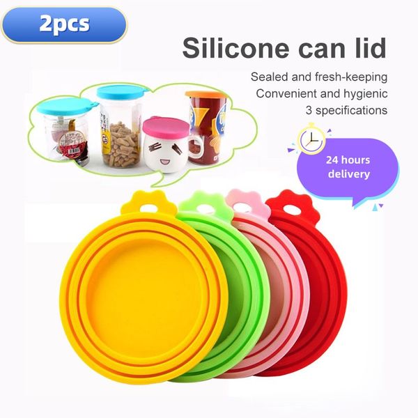 2/1PCS Silicone en conserve Coud Scelled Feeders Couverture alimentaire peut couvercle pour chiot chien de stockage de chat haut de bac à couvercle réutilisable