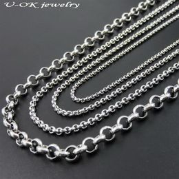 2 2 5 3 6 mm de ancho tono plateado collar de cadena Rolo de acero inoxidable para hombre mujer cadenas de medallón de moda joyería de acero inoxidable 263x