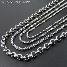 2 2 5 3 6 mm de ancho tono plateado collar de cadena Rolo de acero inoxidable para hombre mujer cadenas de medallón de moda joyería de acero inoxidable 185O