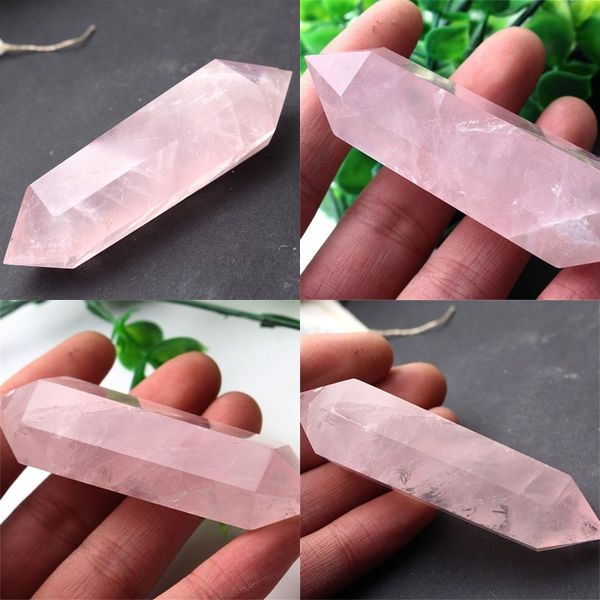 2-2,5 pulgadas, venta al por mayor, 100%, artesanías de cristal de rosa natural, puntos de cuarzo, curación de reiki, curación de chakra, piedras de energía espiritual 466 R2