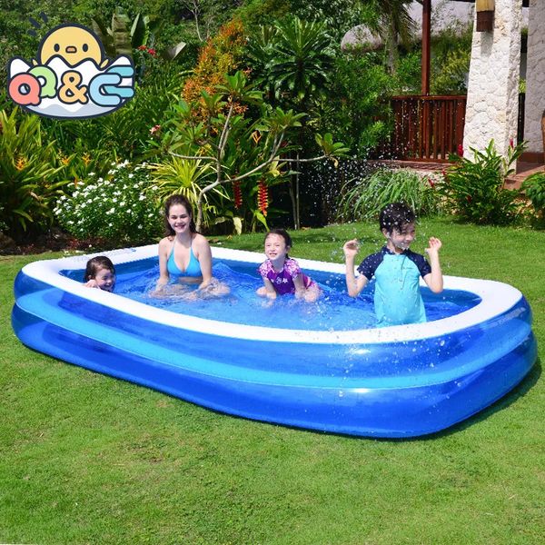 2/2.6m Piscina infantil grande Juguetes inflables Inflables Piscina Familia Piscina para niños grandes Rectangulares PVC Juguete al aire libre 240403