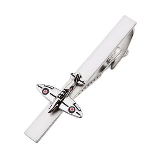 2,2 inch vliegtuig tie clip voor mannen klassieke nieuwigheid tie balk spitfire jager ontwerp das pin clip heren tie zakelijke accessoires 240412