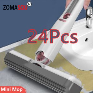 2-24pcs Mini Mop Squeeze Mini MOP Pliant Pliage Mome Nettoyage Mops avec sol auto-plissé Lavage des viltations
