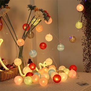 2,2 m 20pcs LED boule de coton guirlande lumières chaîne de Noël Noël en plein air vacances fête de mariage bébé lit fée lumières décorations Y201020