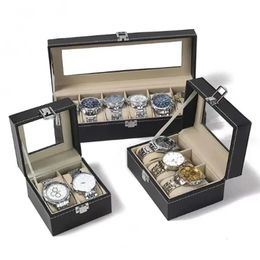 2/3/4/5/5/6/8/10/12Girds Watch Cases opbergdozen Bekijk Organisator Case PU Lederen Watch Display Sieraden Box Caja Para Relojes 240518