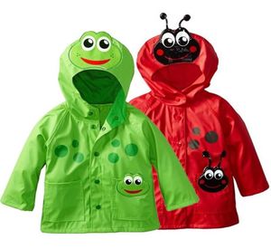 2 3 4 5 6 Y Baby Regenjas voor Kinderkleding Meisjes Groene Kikker Rode Bee Leuke Waterdichte Regenjas met capuchon Jongen Winddicht Trenchjack Y1492157