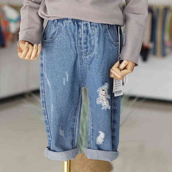 2 3 4 5 6 ans enfant en bas âge garçons jean décontracté coréen pantalon en Denim ample pour garçon taille élastique déchiré printemps automne pantalon 2020 nouveau G1220