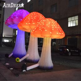 2 3 4 6m hauteur Party supply champignon gonflable géant coloré vif avec des lumières led pour les événements de festival en plein air248K