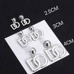 2.3.4CM en option boucle d'oreille classique argent or lettre boucles d'oreilles en cuivre marque concepteur simplicité femmes bijoux accessoires cadeaux vente en gros au détail