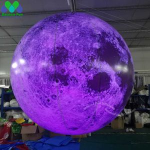 2/3/4M PVC étanche 1.5 mètre lune gonflable géante avec lumière LED colorée grand ballon de plante suspendu pour la décoration de fête