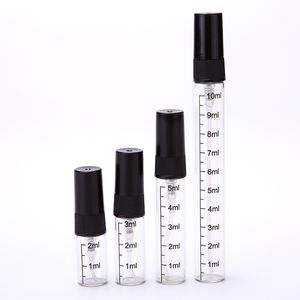 Bouteilles de parfum en verre vides noires de 2/3/5/10 ml avec atomiseur de parfum à l'échelle