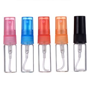 Flacons vides de parfum 2/3/5/10 ml Compacts rechargeables Atomiseur en vrac portable Bouteille de soin de la peau Récipients en verre hydratants transparents (bouchons en plastique)