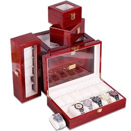 2 3 5 6 10 12 Slots Watch Box Organizer Piano met bakverf houten sieraden opslagcase mannen glazen top horloges display dozen 220719