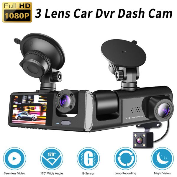 2/3 de lente CAR DASH CAM DVR Recordadora de video HD 1080P Auto Dash Back and Front For Car Monitor de estacionamiento de Camcord DashCam