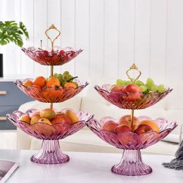 2/3 Tiers Plastic Plaat Fruitschalen Decoratieve Party Desserts Houder Noten Snoep Displat Stand Dienblad voor Thuis Party