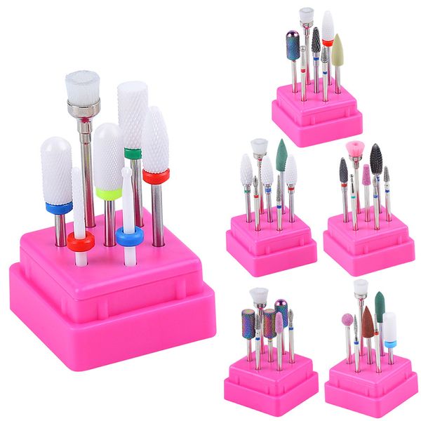 Têtes de polissage des ongles de 2.35mm de diamètre, pointes en céramique et acier au tungstène, 7 pièces, ensemble d'outils de manucure pour Nail Art