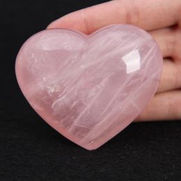 2 3 inch Quartz rose crystal Heart Carving Craft Steen Chakra Healing Reiki Stenen Minnaar gife steen kristal Heart249L