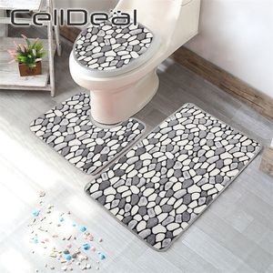 2/3 pièces tapis de salle de bain ensemble pavé flanelle anti-dérapant salle de douche tapis de sol Toliet côté tapis toilettes couvercle couverture maison décor 220504