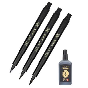 2/3pcs / lot calligraphie stylo encre ensemble brosse mots chinois apprentissage papeterie étudiant art dessin marqueur s fournitures scolaires 211104