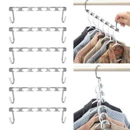 2/4/6/8/10 unids Perchas mágicas para ropa Colgando Cadena Metal Paño Armario Percha Multifunción Metal Ropa Rack Secado Percha 210702