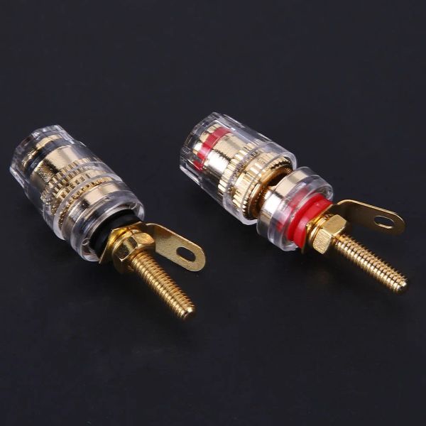 2/4/6pcs latón de altavoz dorado amplificador de altavoces de oro terminal de unión posterior a la tuerca conector de enchufe de enchufe de plátano conector de rosca larga