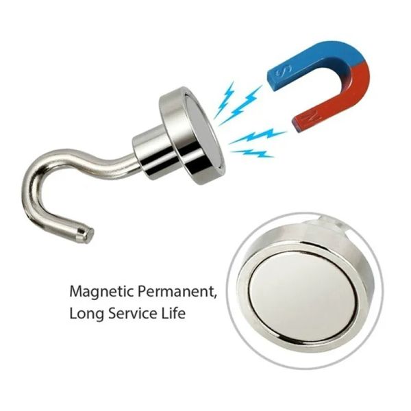 2/4 / 8pcs Strong Neodymium Magnetic Hook Tenez jusqu'à 12 kg 5pounds diamètre Aimants 20 mm Crochet rapide pour la cuisine à domicile