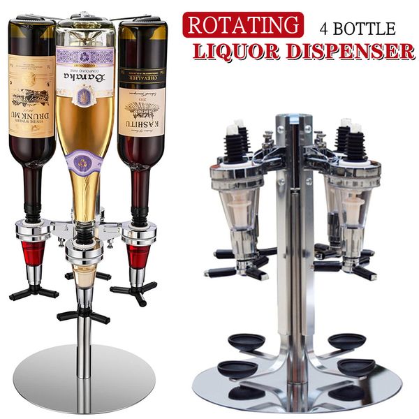 2/4 Botella Bottle Rotante Dispensador de licor Soporte de vino de pie Beba herramientas de barra de alcohol, gire bebidas dispensador de whisky de licor