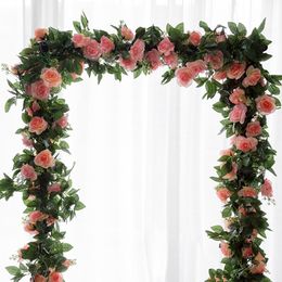 2.4 m extra lange kunstmatige zijden krimpen rose bloemen wijnstokken wisteria garland bruiloft home decor rotan 10pcs / lot