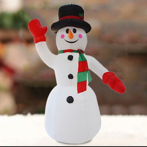 Figuras de juguete de invierno para niños, accesorios de decoración para patio al aire libre, decoración navideña, muñeco de nieve inflable portátil de Papá Noel, 2,4 M