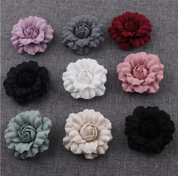 Rosette en tissu 2.4 pouces, 100 pièces, fleurs à dos plat pour accessoires de cheveux, broches, décoration de mariage, 9 couleurs au choix