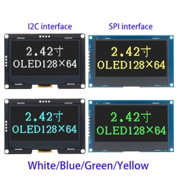 2.42 "2,42 inch LCD -scherm Witblauw geel geelgroen 128x64 OLED Display Module IIC I2C SPI -serie voor C51 SPD0301