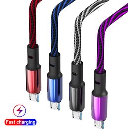 2.4A Cable trenzado de metal Micro USB Cable de carga de alta velocidad duradero USB tipo C para teléfono inteligente