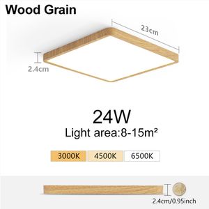 Luces de techo led ultrafinas de 2,4 cm, lámparas cuadradas de grano de madera para sala de estar, 220V, 110V, para dormitorio, luces inalámbricas de cocina debajo del gabinete