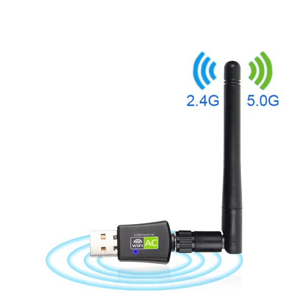 Tarjeta de red de doble banda 2,4g/5g, tarjeta de red inalámbrica AC600M, antena del receptor de Wifi Usb sin controlador, red inalámbrica