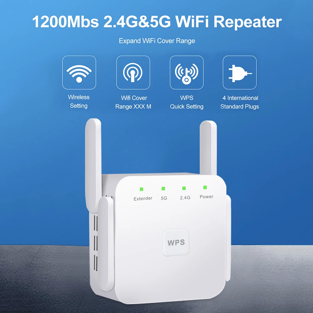 2.4G 5G WiFi Repeater 5GHz WiFi Extender Long Range 5 GHz WiFi Signalförstärkare Wi Fi Router Booster 5G Wi-Fi Signalförstärkare