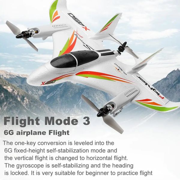 2.4G 6ch X450 3D/6G Rc décollage Vertical Led planeur Rc ailes fixes modèle d'avion Rc Rtf télécommande Rc jouet pour enfants cadeaux 240118