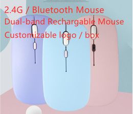 2.4G / Bluetooth Dual-Band ultradunne oplaadbare draadloze muis Computergevoelige mute-muis met doos